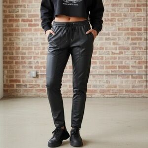Rebecca Vallance Black Lamb Leather Joggers